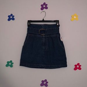 O-Ring Belted Denim Skirt